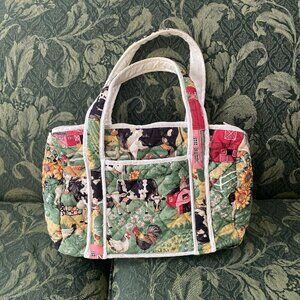 Vintage 90s Soft Quilted Farm Handbag Cow Chicken Barn Cottagecore